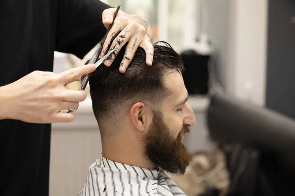 depositphotos_252959888 stock photo stylish hairdresser cutting hair client